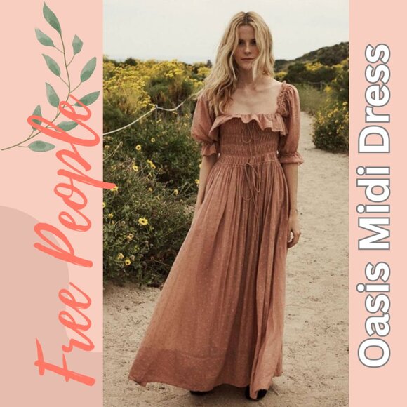 FREE PEOPLE OASIS MIDI DRESS- NWT- LARGE - Picture 1 of 5